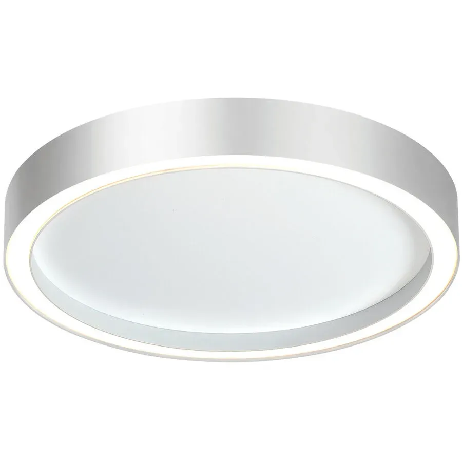 Bopp Deckenlampe Aura Weiss/Silber Aluminium 40 cm 4 cm - Farbe: Aluminium/Weiss - LED - Lichtfarbe: Extra warmweiss - Deckenlampe- LED