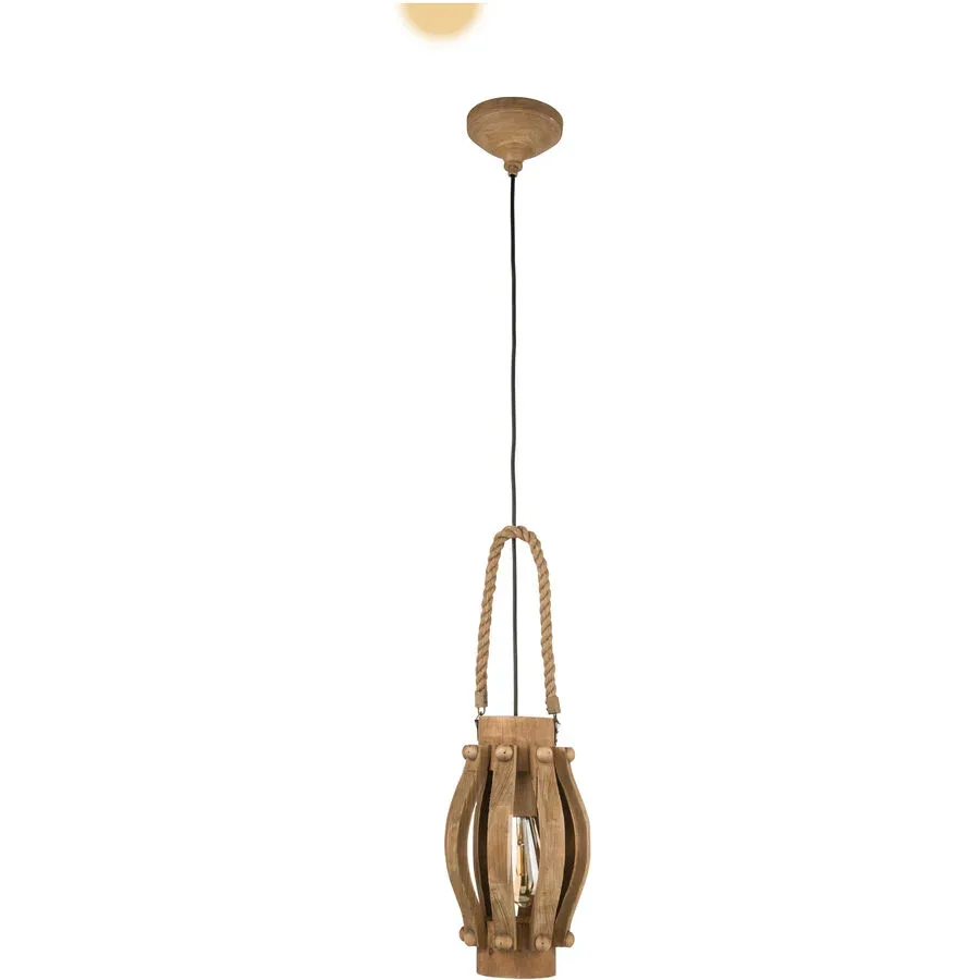 Eglo Pendellampe Kinross Braun Holz 110 cm - LED - Material: Holz/Stahl - Pendellampe- LED Energiesparlampe