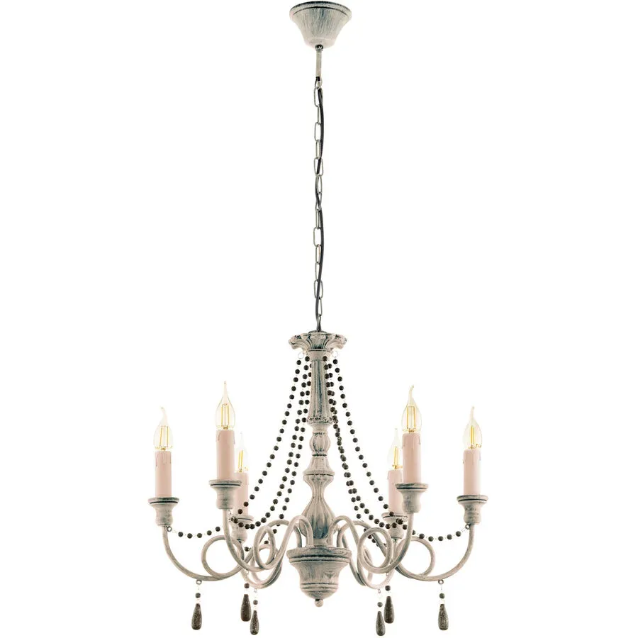 Eglo Kronleuchter Colchester Braun/Grau Stahl 110 cm - Farbe: Taupe-antik - LED - Material: Holz/Stahl - Kronleuchter- LED Energiesparlampe