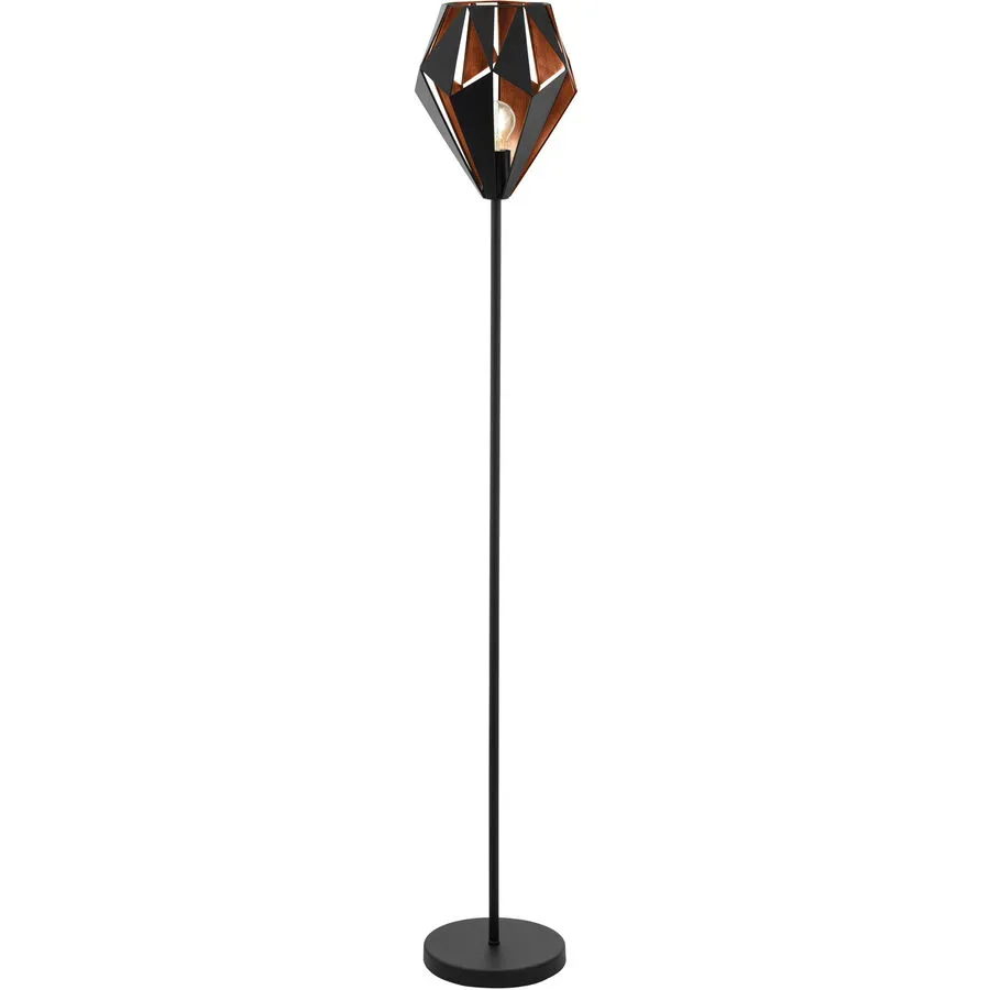 Eglo Stehlampe Carlton 1 Schwarz Stahl 26 cm 152.5 cm - Farbe: kupfer - LED - Stehlampe- LED Energiesparlampe