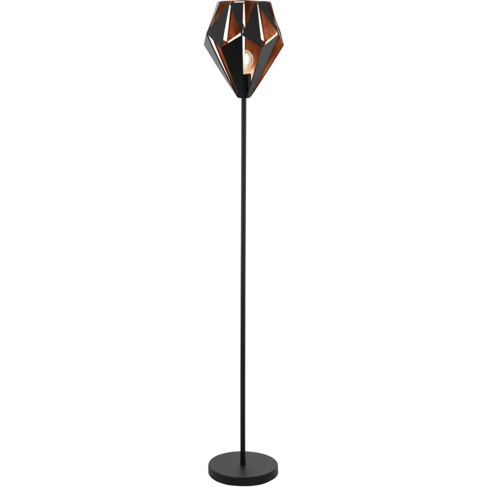 Eglo Stehlampe Carlton 1 Schwarz Stahl 26 cm 152.5 cm - Farbe: kupfer - LED - Stehlampe- LED Energiesparlampe