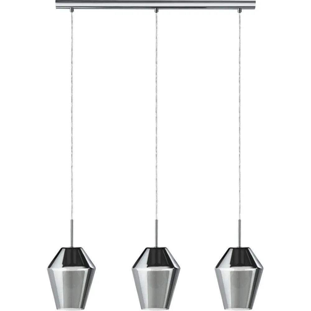 Eglo Pendellampe Murmillo Schwarz/Grau Stahl 17 cm 150 mm - Farbe: silber - Material: Stahl/ Glas - Pendellampe