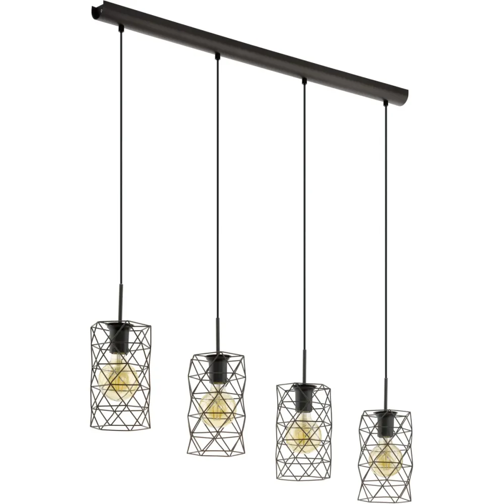 Eglo Pendellampe Estevau Braun Stahl 98 cm 110 cm - Farbe: dunkelbraun - LED - Pendellampe- LED Energiesparlampe