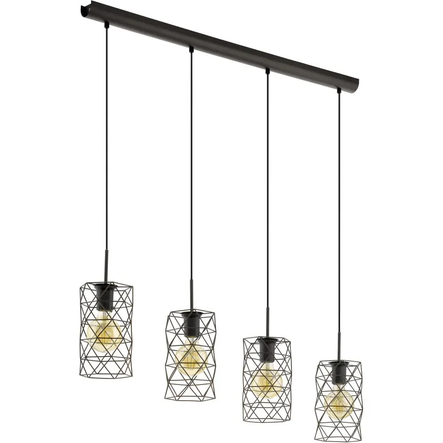 Eglo Pendellampe Estevau Braun Stahl 98 cm 110 cm - Farbe: dunkelbraun - LED - Pendellampe- LED Energiesparlampe