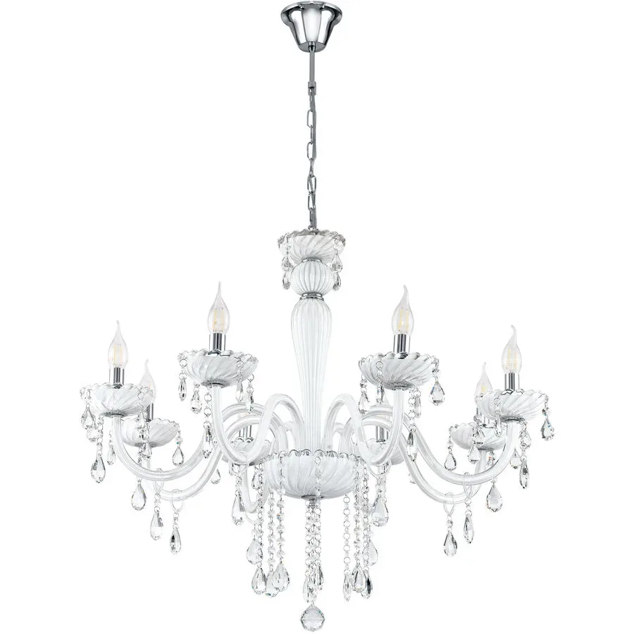 Pendellampe Carpento Weiss/Grau Stahl/Glas 130 cm - Farbe: chrom/weiss - Material: Stahl/ Glas - Pendellampe