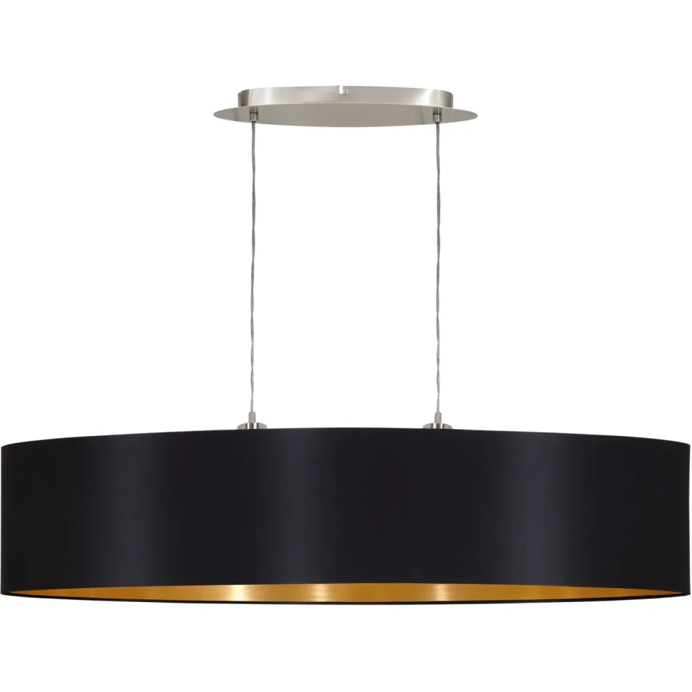 Pendellampe Maserlo Gold/Schwarz Stahl/Stoff 100 cm 110 cm - Farbe: schwarz-gold - Pendellampe
