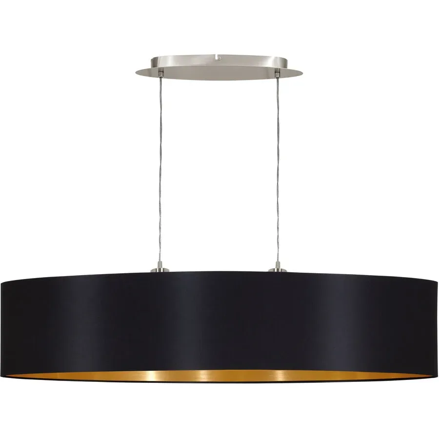 Pendellampe Maserlo Gold/Schwarz Stahl/Stoff 100 cm 110 cm - Farbe: schwarz-gold - Pendellampe