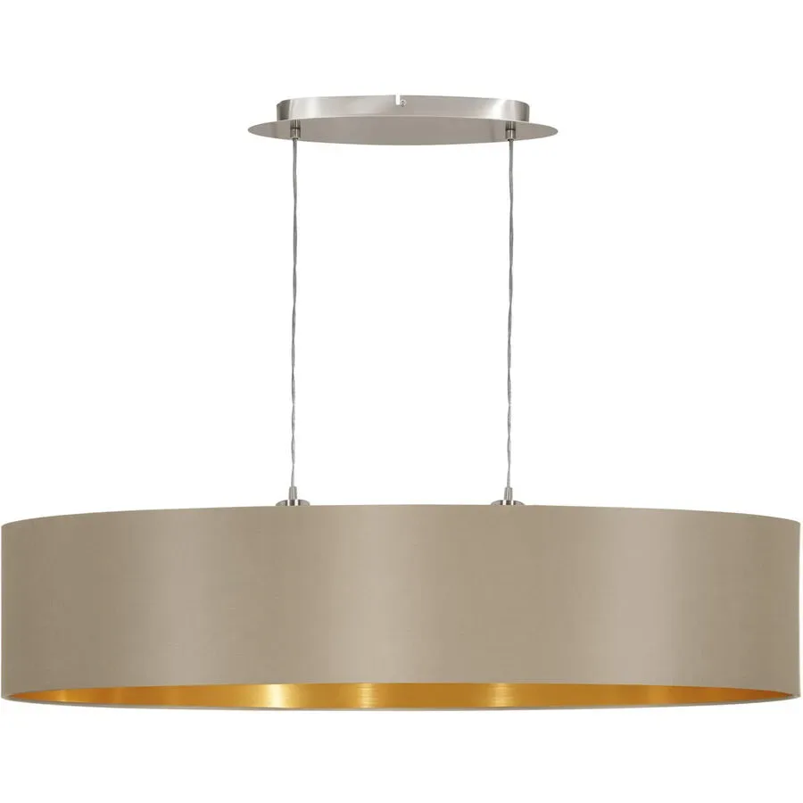 Pendellampe Maserlo Braun/Grau Stahl/Stoff 100 cm 110 cm - Farbe: taupe - Pendellampe