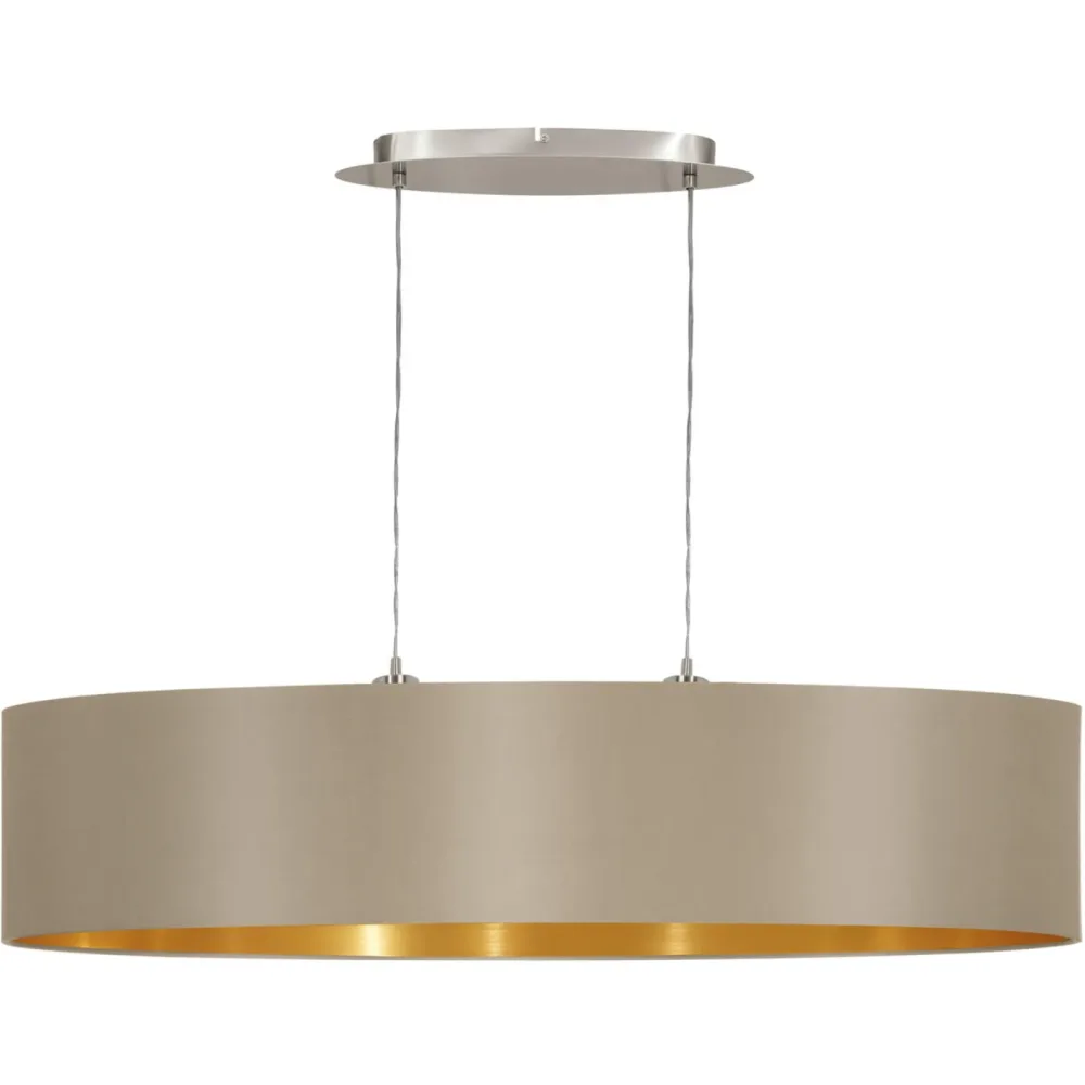Pendellampe Maserlo Braun/Grau Stahl/Stoff 100 cm 110 cm - Farbe: taupe - Pendellampe