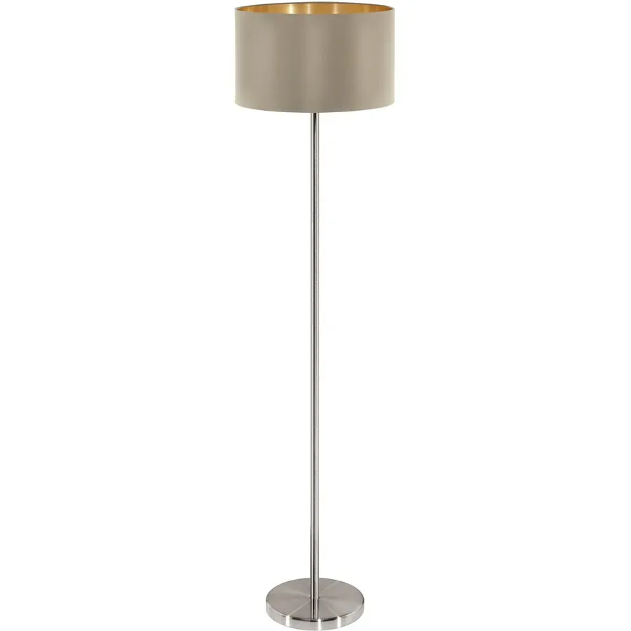 Stehlampe Maserlo Braun/Grau Stahl/Stoff 151 cm - Farbe: taupe - Stehlampe