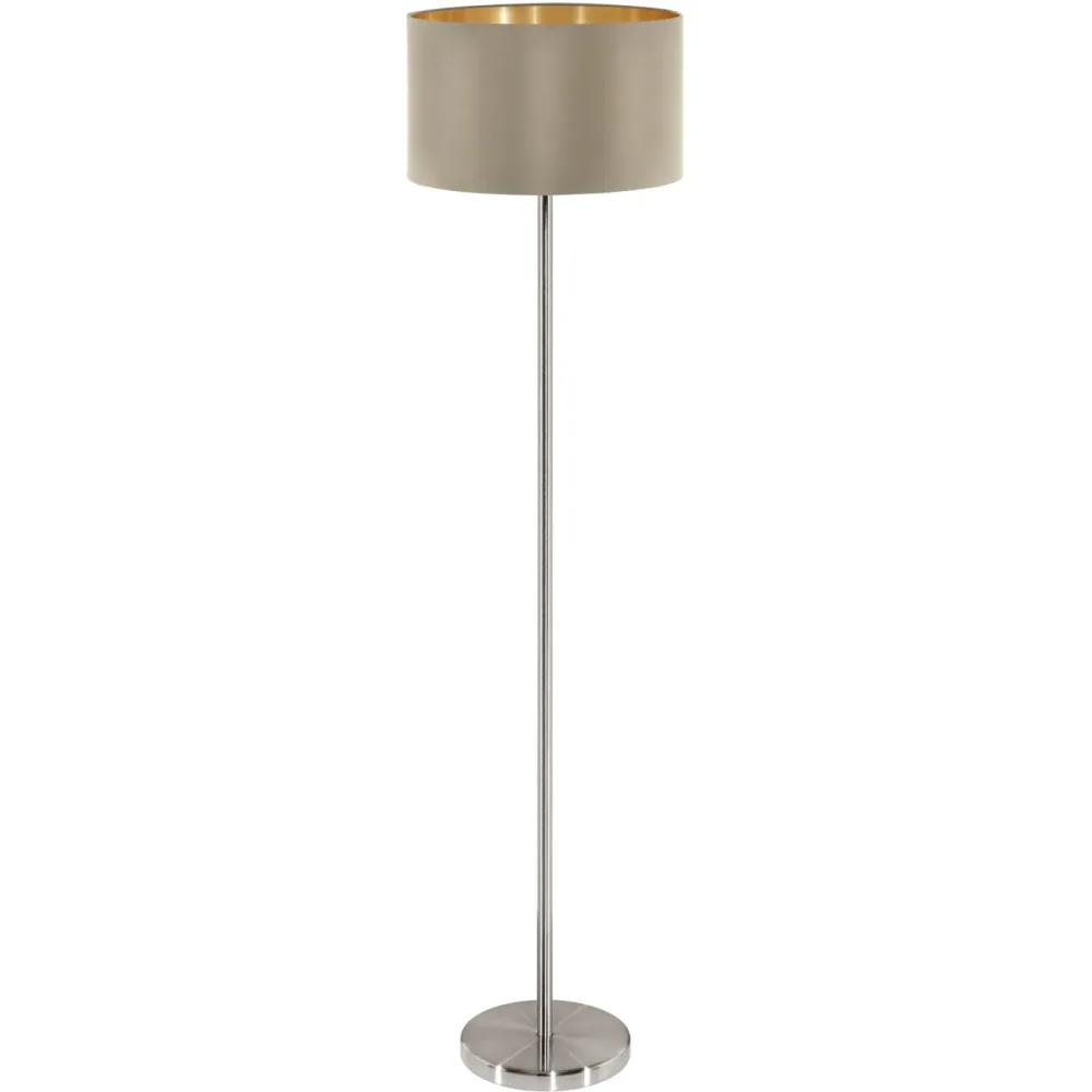 Stehlampe Maserlo Braun/Grau Stahl/Stoff 151 cm - Farbe: taupe - Stehlampe