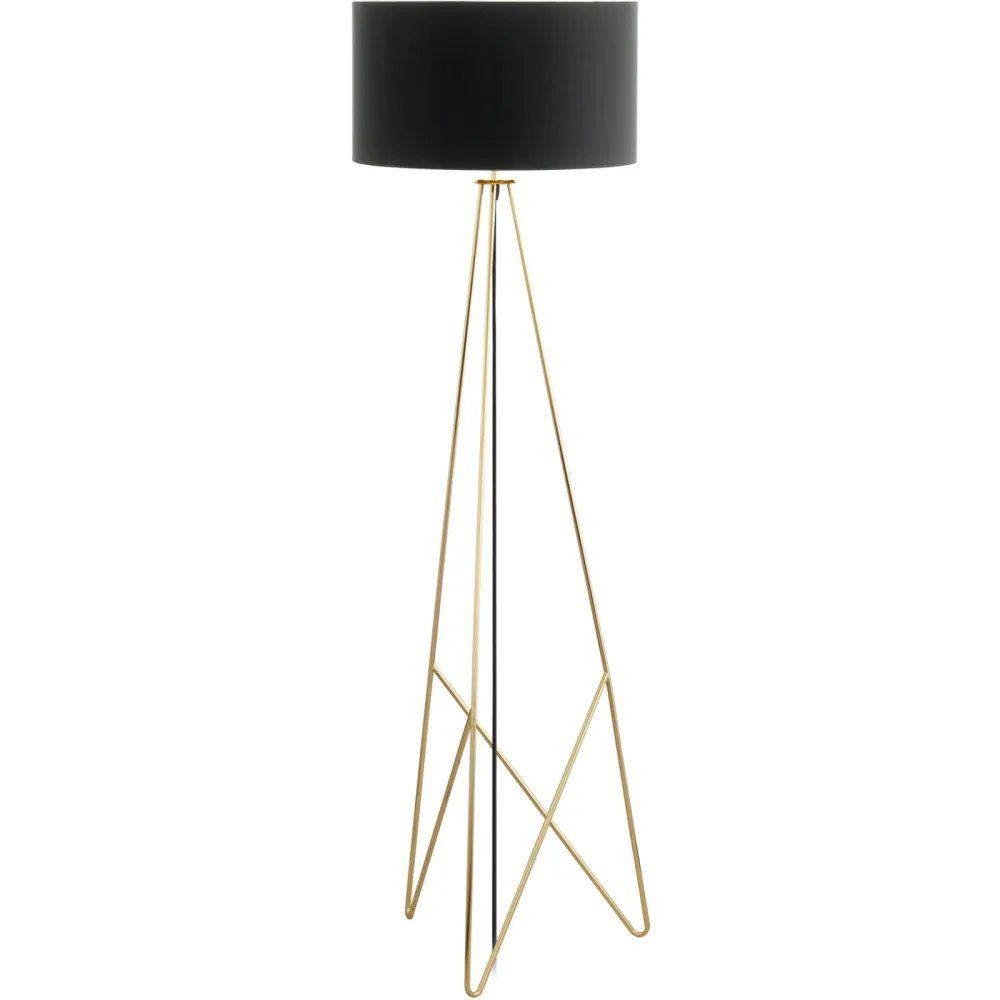 Stehlampe Camporale Gold/Schwarz Stahl/Stoff 154 cm - Farbe: schwarz-gold - Stehlampe