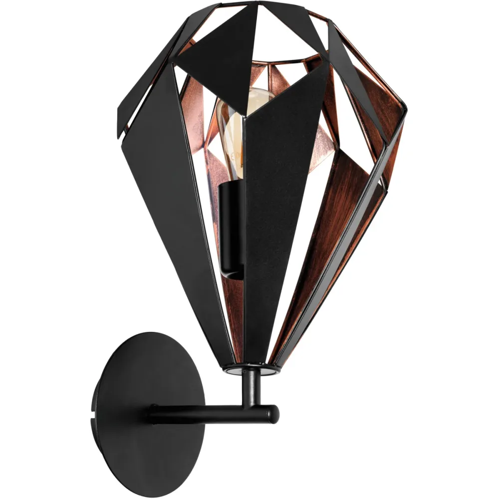 Wandlampe Carlton 1 Schwarz Stahl 21 cm 33 cm - Wandlampe