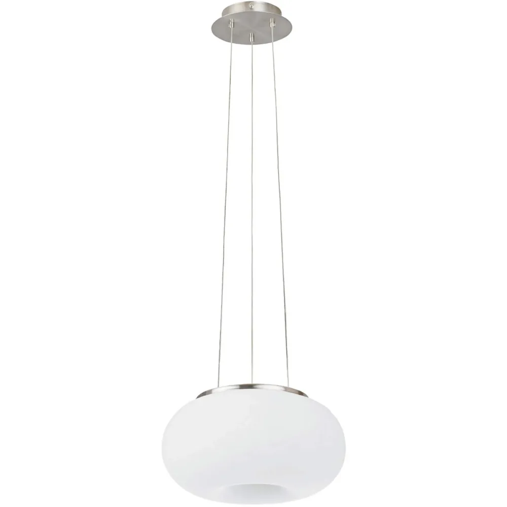 Pendellampe Optica Weiss/Grau Stahl/Glas 110 cm - Farbe: Nickel matt/weiss - Material: Stahl/ Glas - Pendellampe