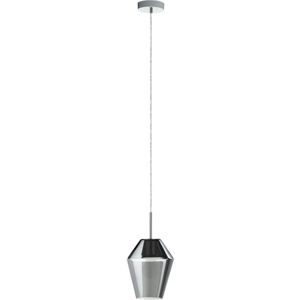 Pendellampe Murmillo Schwarz/Grau Stahl/Glas 150 cm - Farbe: chrom/schwarz - Material: Stahl/ Glas - Pendellampe