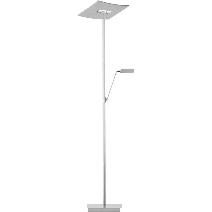 Leselampe Maluna Grau Aluminium/Eisen 39 cm 180 cm - Farbe: Nickel matt - LED - Lichtfarbe: Extra warmweiss - Leselampe- LED Energiesparlampe