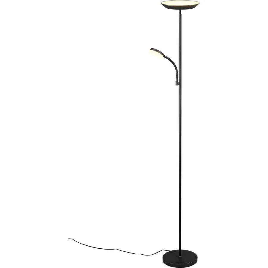 Stehlampe Lorin Schwarz Kunststoff/Metall 25 cm 178 cm - LED - Lichtfarbe: Extra warmweiss - Helles Neutralweiss - Stehlampe- LED Energiesparlampe