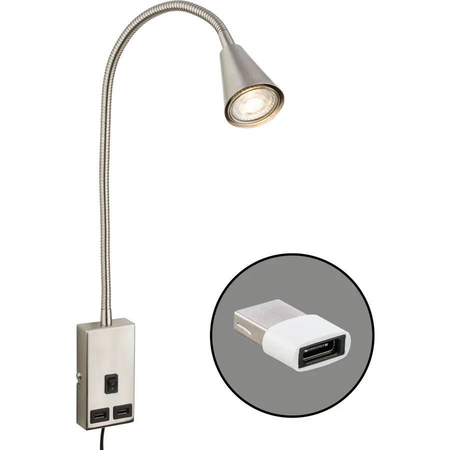 Wandlampe Justra Grau Metall 6 cm 42.5 cm - Farbe: Nickel matt - Wandlampe