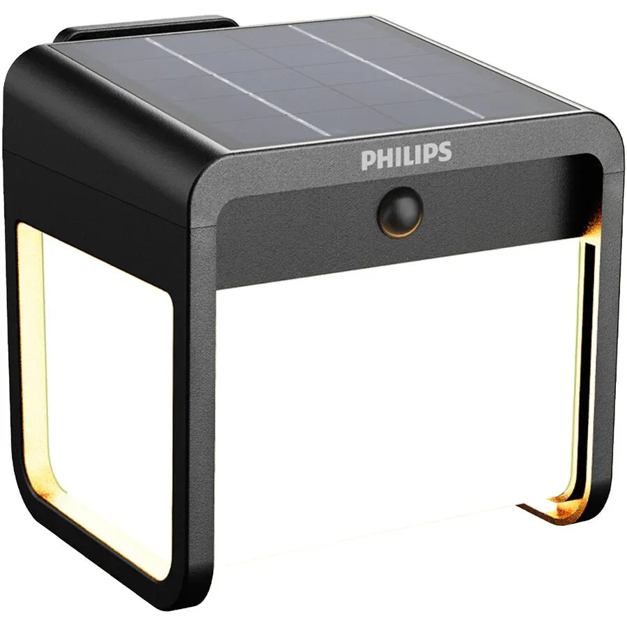 Solarlampe Philips Schwarz Kunststoff 13.2 cm 13.2 cm - LED - Lichtfarbe: Warmweiss - Solarlampe- LED Energiesparlampe