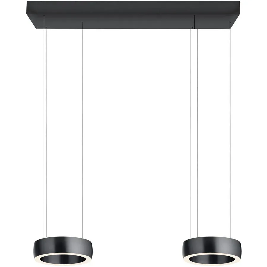 Designer-Pendellampe Bankamp Orbit anthrazit 2-flammig dimmbar - Farbe: anthrazit eloxiert - LED - Lichtfarbe: Extra warmweiss - Material: