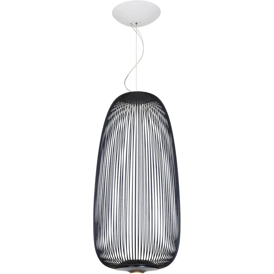 Foscarini Pendellampe Spokes MyLight 1 Grau Aluminium/Stahl 33 cm 71 cm - Farbe: graphit - LED - Lichtfarbe: Extra warmweiss - Pendellampe- LED
