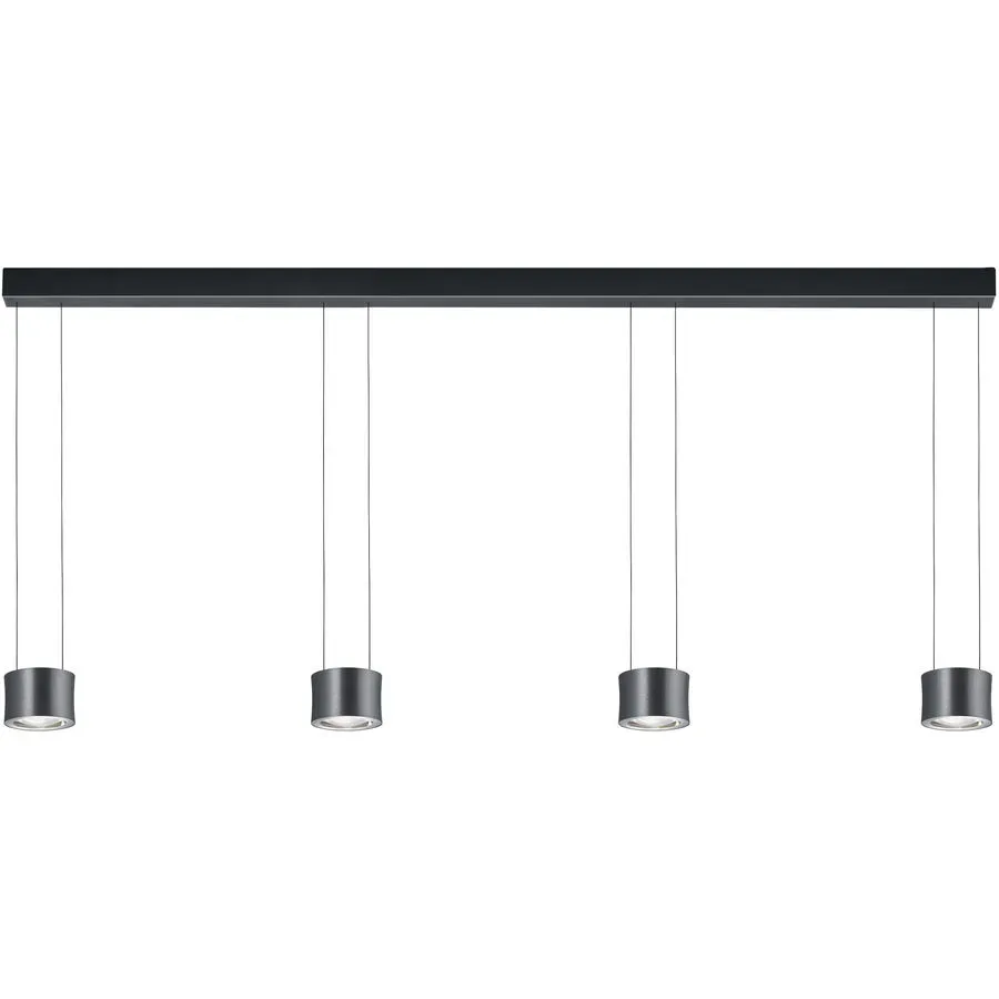 Designer-Pendellampe Bankamp Impulse anthrazit 4-flammig vertical flex - Farbe: anthrazit eloxiert - LED - Lichtfarbe: Extra warmweiss - Material: