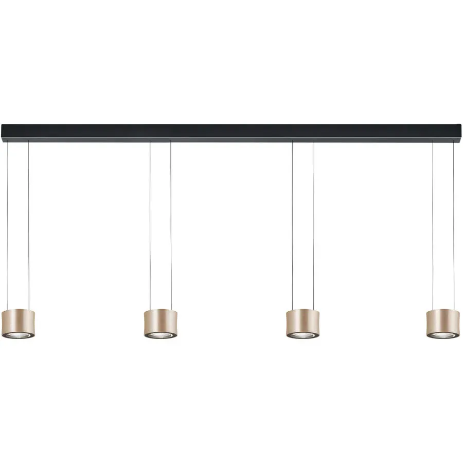 Designer-Pendellampe Bankamp Impulse Roségold 4-flammig vertical flex - Farbe: Rose/Gold eloxiert - LED - Lichtfarbe: Extra warmweiss - Material: