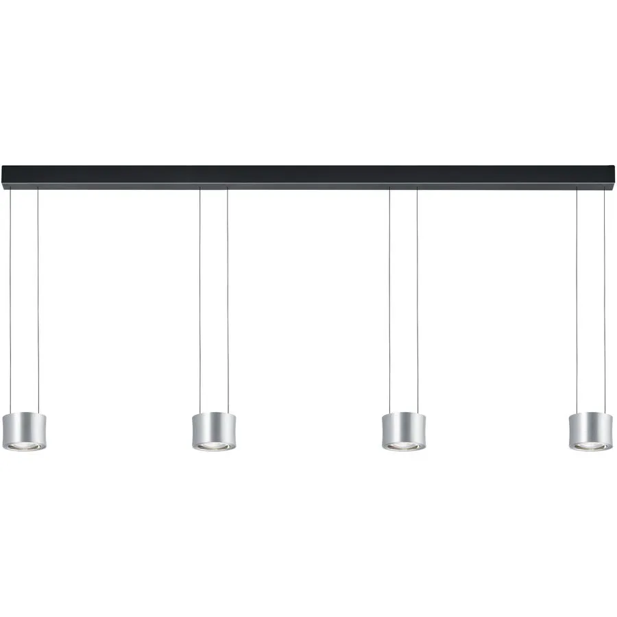 Designer-Pendellampe Bankamp Impulse Nickel matt 4-flammig vertical flex - Farbe: Nickel matt mit Chrom abgesetzt - LED - Lichtfarbe: Extra warmweiss