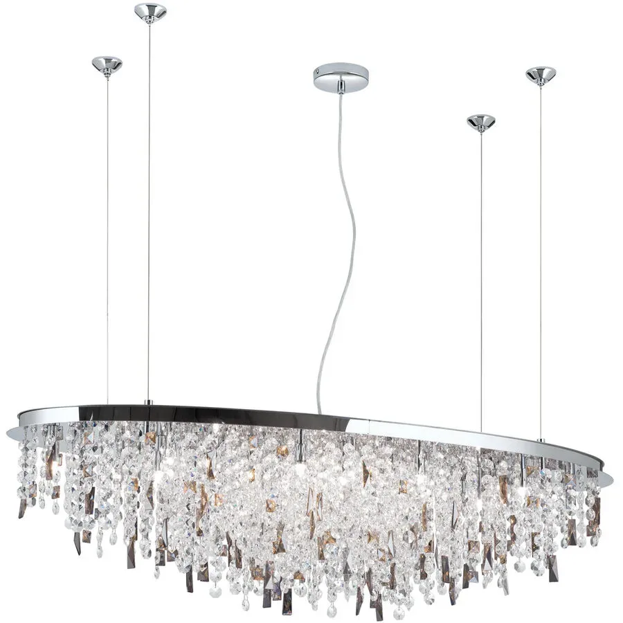 Briamond Pendellampe Crystalriver Grau Stahl/Kristall 120 cm 31 cm - Farbe: Chrom/klar - Pendellampe