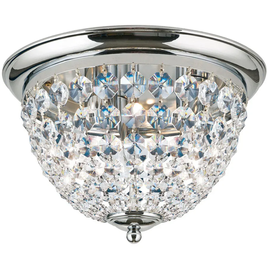 Briamond Deckenlampe Plafond Grau Stahl/Kristall 35 cm 24 cm - Farbe: Chrom/klar - Deckenlampe