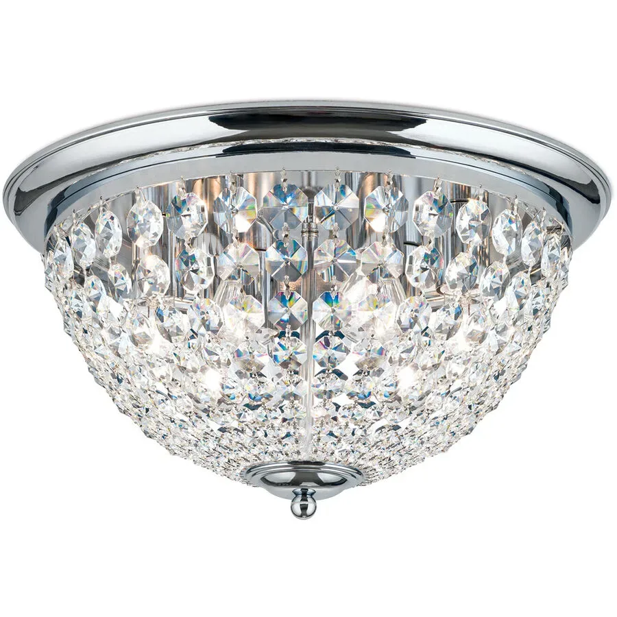 Briamond Deckenlampe Plafond Grau Stahl/Kristall 47 cm 26 cm - Farbe: Chrom/klar - Deckenlampe