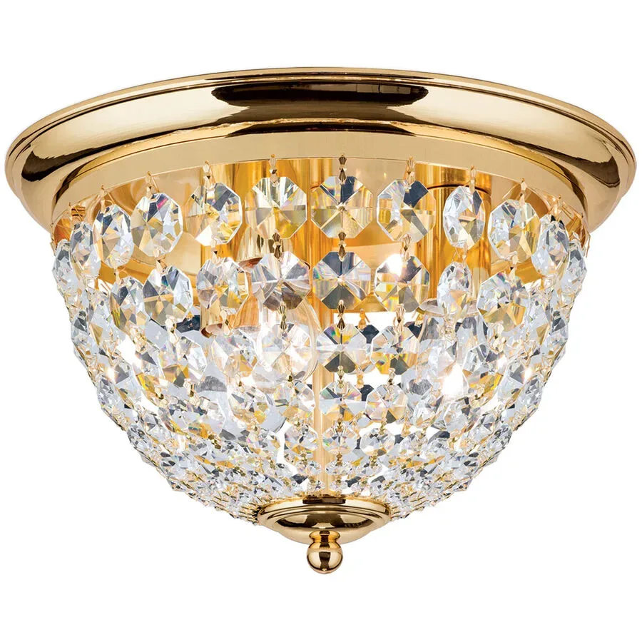 Briamond Deckenlampe Plafond Gold/Transparent Kristall/Messing 35 cm 24 cm - Material: Messing/Kristall - Deckenlampe
