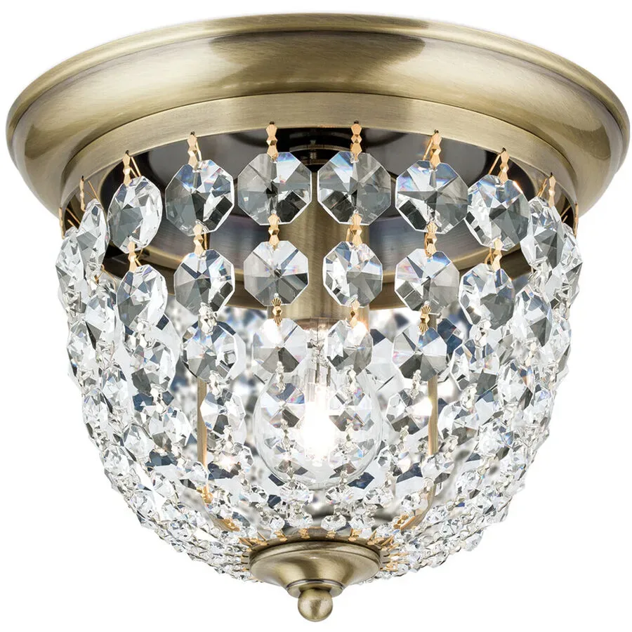 Briamond Deckenlampe Plafond Kristall/Messing 26 cm 22 cm - Farbe: Patina - Material: Messing/Kristall - Deckenlampe