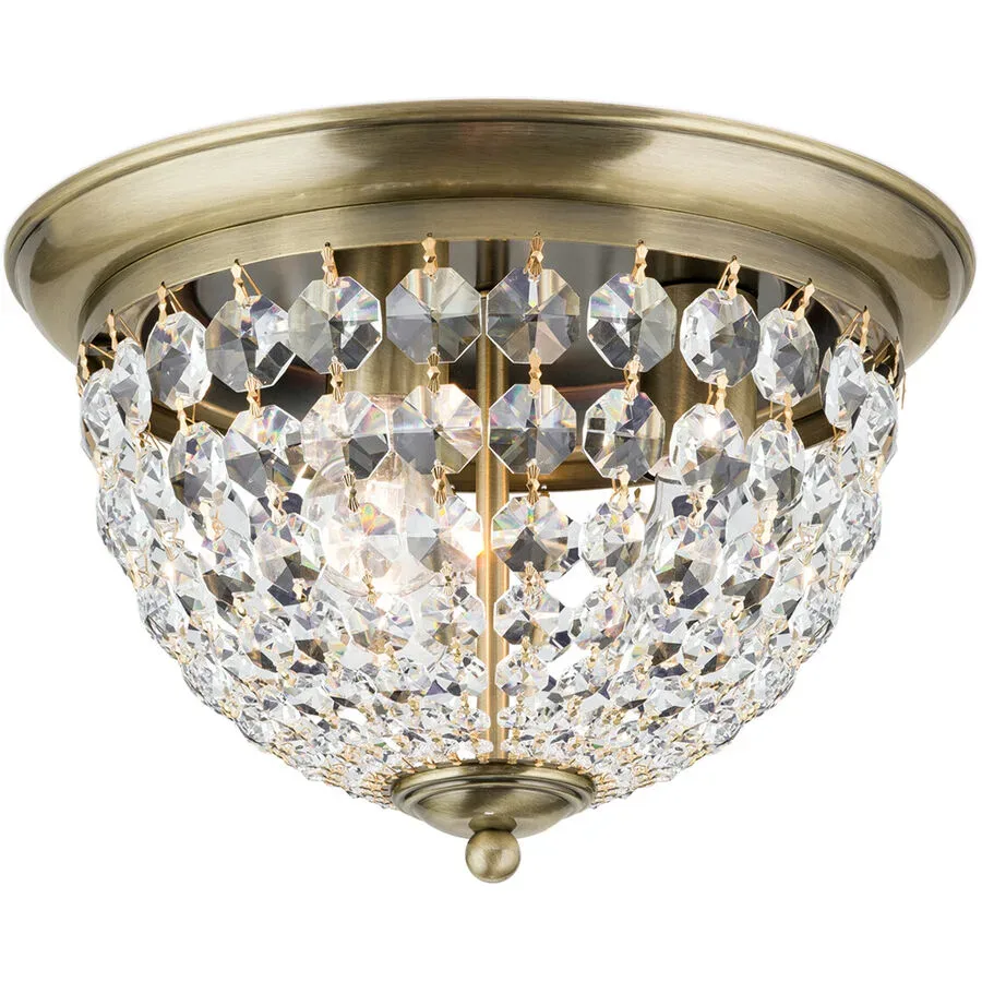Briamond Deckenlampe Plafond Kristall/Messing 35 cm 24 cm - Farbe: Patina - Material: Messing/Kristall - Deckenlampe