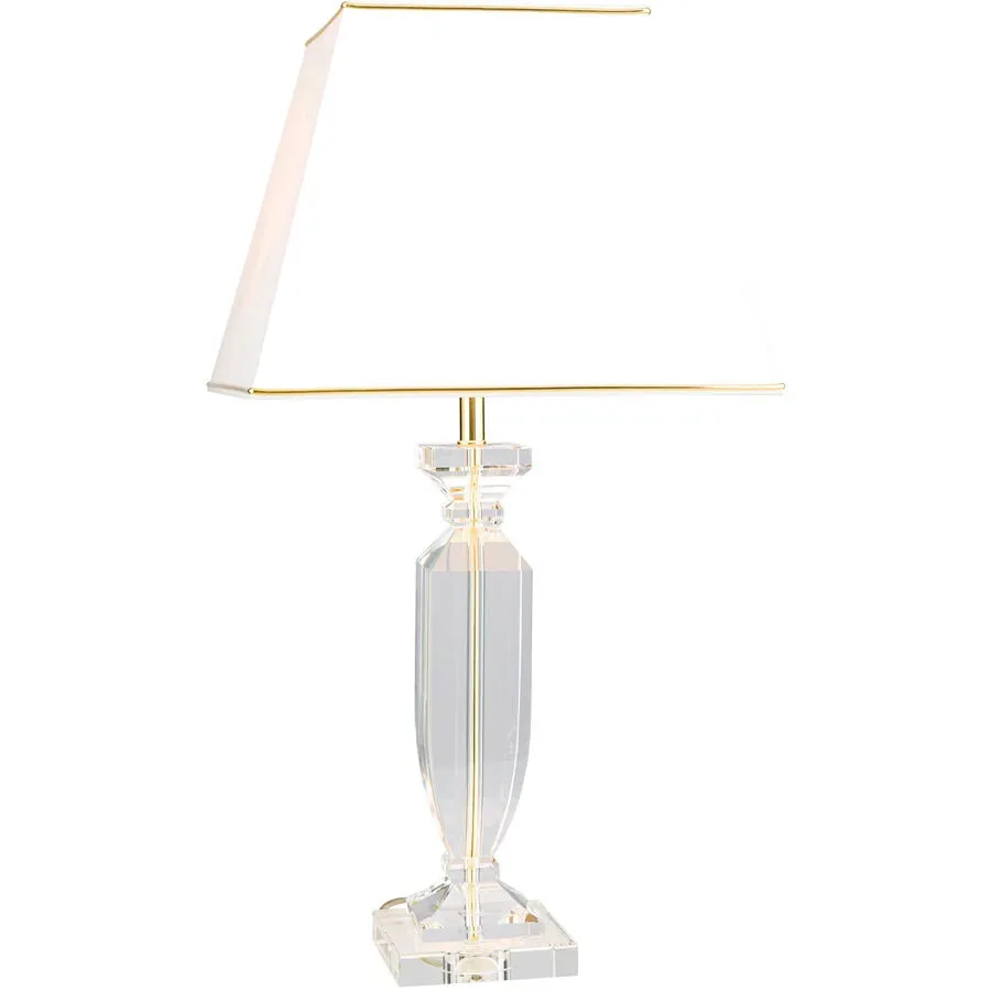 Briamond Tischlampe Pokal Gold/Transparent Stahl/Kristall 36 cm 70 cm - Tischlampe