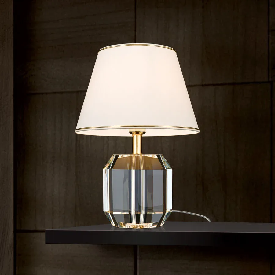 Briamond Tischlampe Alexis Gold/Transparent Stahl/Kristall 32.5 cm 46 cm - Tischlampe
