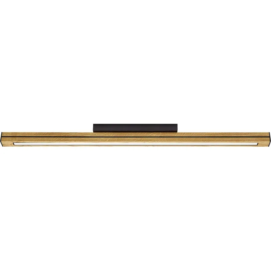 HERZBLUT Deckenlampe Dana Schwarz Eisen/Holz 100 cm - Farbe: schwarz/Eiche - LED - Lichtfarbe: Extra warmweiss - Helles Neutralweiss - Deckenlampe-