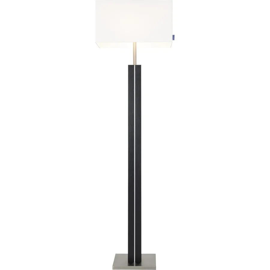 HERZBLUT Stehlampe Dana Q Schwarz/Weiss/Kupfer Metall/Holz 25 cm 160 cm - Material: Nickel/Holz massiv - Stehlampe