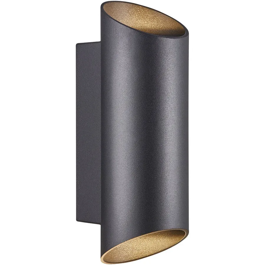 NORDLUX Wandlampe aussen Nico Round Schwarz Aluminium 7.7 cm 23.5 cm - Wandlampe aussen