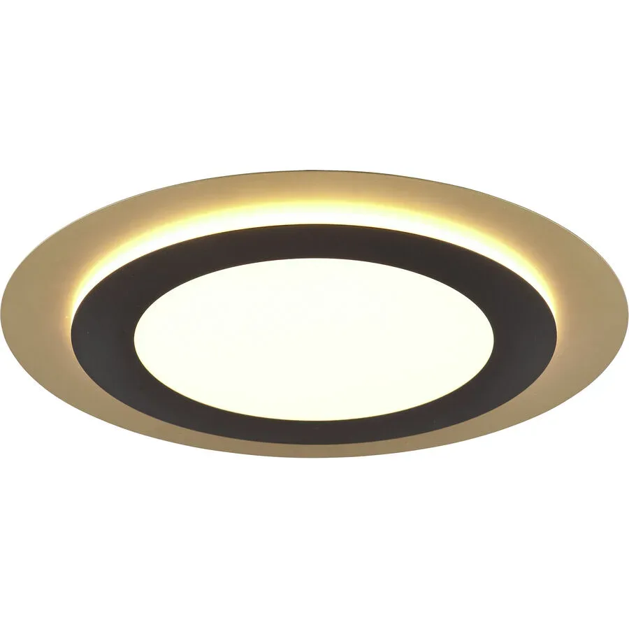 Deckenlampe Dijon Schwarz/Gold Metall 45 cm 4.5 cm - Farbe: schwarz-gold - LED - Lichtfarbe: Extra warmweiss - Helles Neutralweiss - Deckenlampe- LED