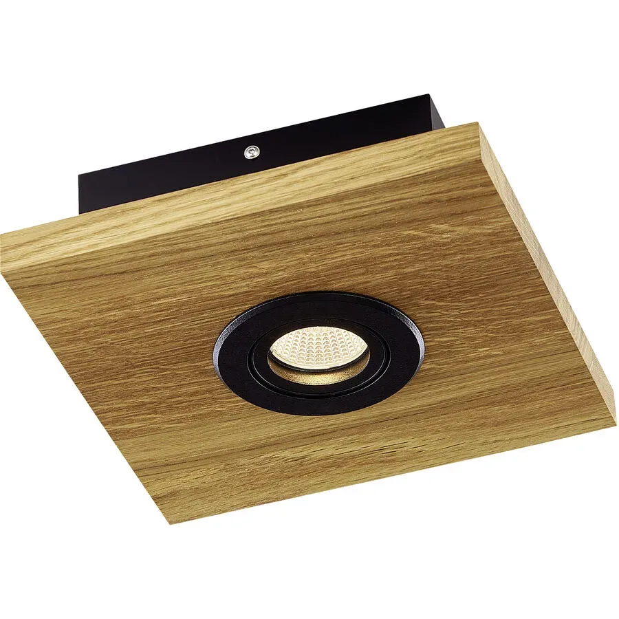 HERZBLUT Deckenlampe Lennon Schwarz Metall/Holz 20 cm 6 cm - Farbe: natur/schwarz - Material: Nickel/Holz - Deckenlampe
