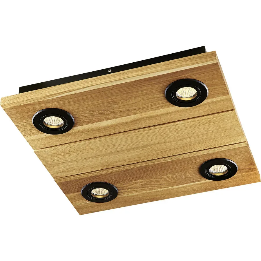 HERZBLUT Deckenlampe Lennon Schwarz Metall/Holz 44 cm 8 cm - Farbe: natur/schwarz - Material: Nickel/Holz - Deckenlampe
