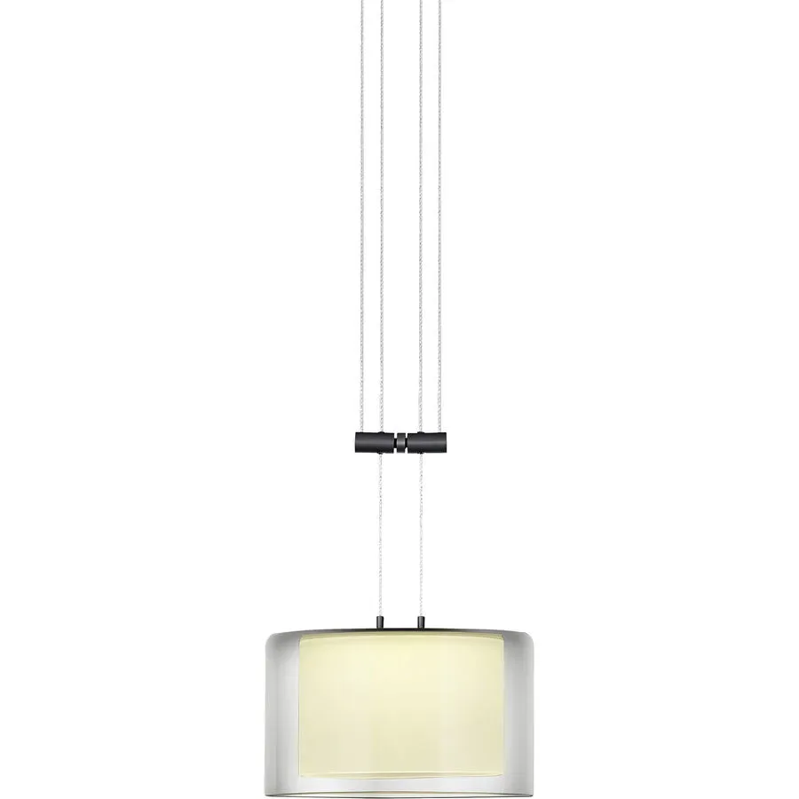 Designer-Pendellampe Bankamp Strada 2.0 Grand Smoke 1 dimmbar D 20 cm - Farbe: Schwarz/Silber/Transparent - LED - Lichtfarbe: Extra warmweiss -