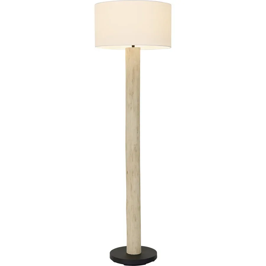 Stehlampe Solea Beige/Braun Holz/Stoff 45 cm 150 cm - Farbe: beige, natur - Material: Holz, Stoff - Stehlampe