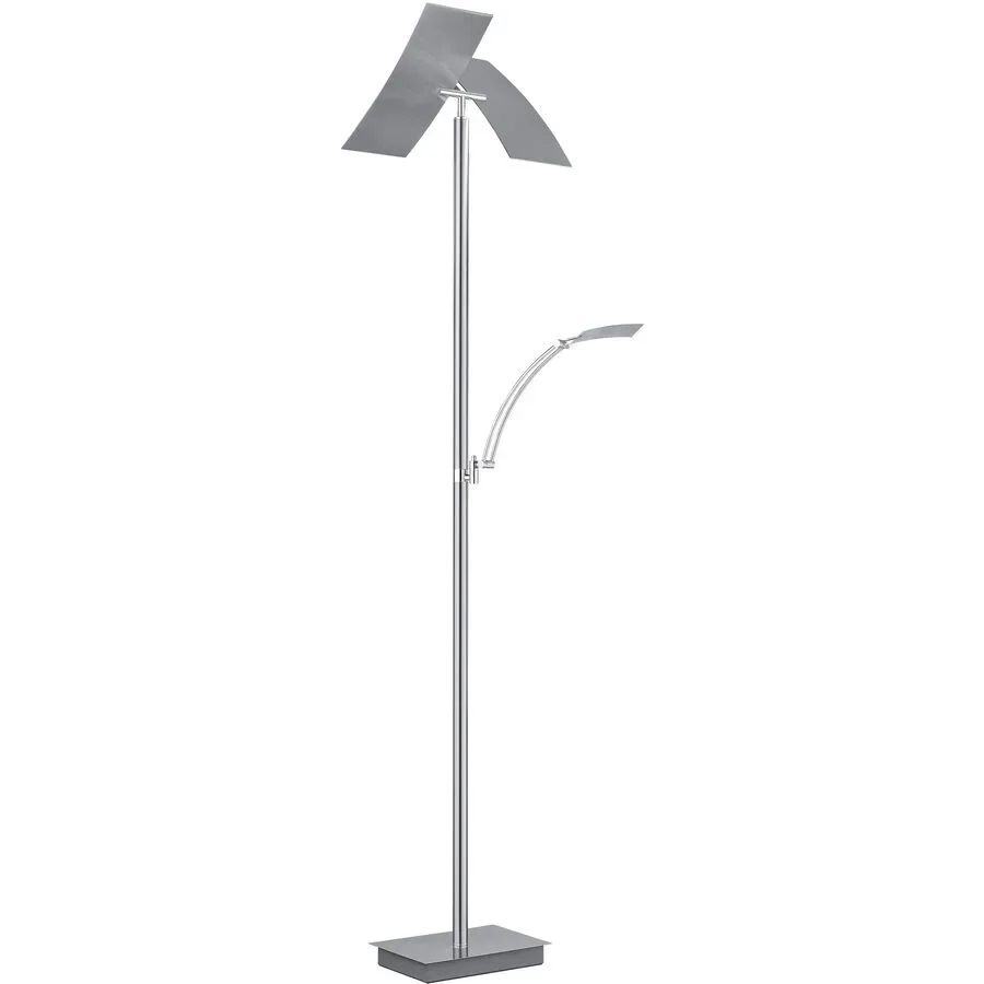 Stehlampe Felicia Silber Metall 31 cm 185 cm - Farbe: Nickel matt - LED - Lichtfarbe: Extra warmweiss - Helles Neutralweiss - Stehlampe- LED