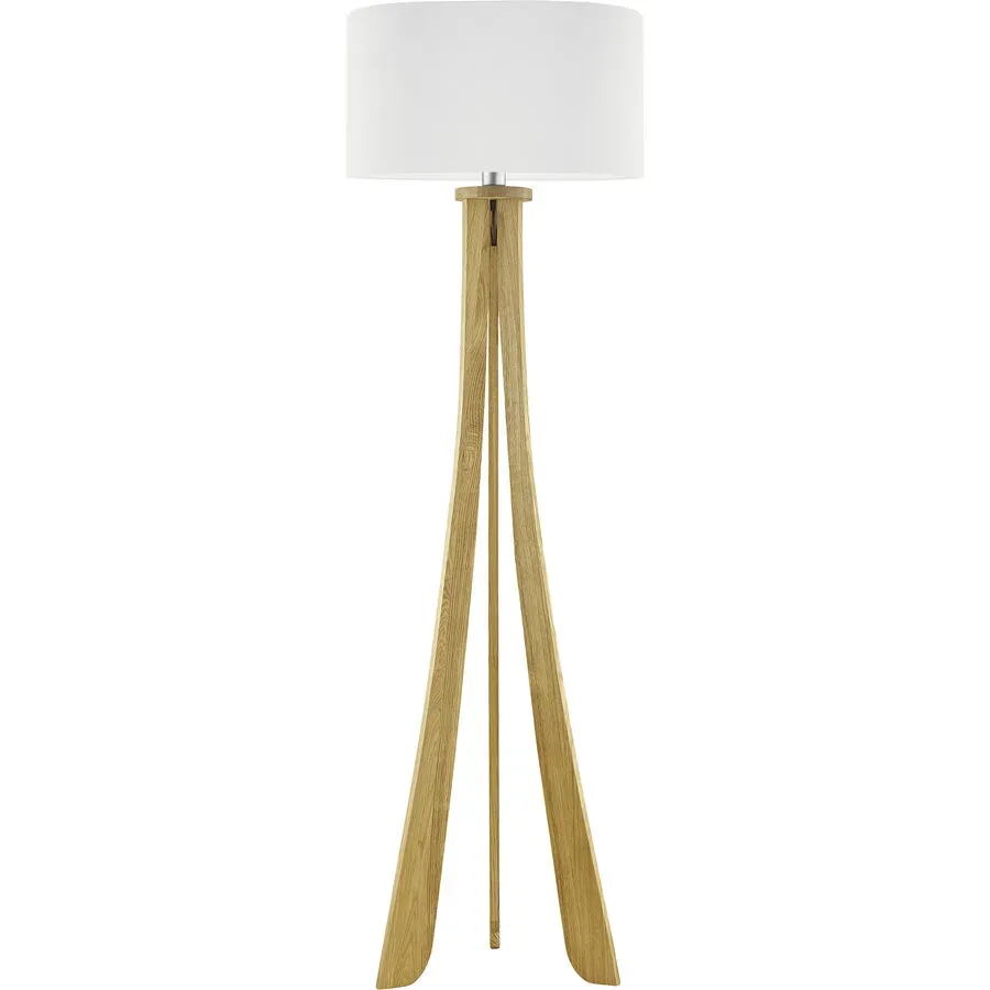 HERZBLUT Stehlampe Bow Braun/Weiss Metall/Holz 47 cm 165 cm - Farbe: natur, weiss - Material: Nickel/Holz - Stehlampe