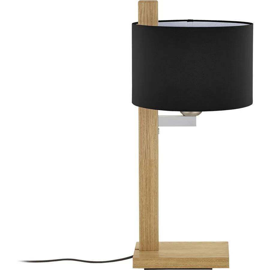 HERZBLUT Tischlampe Lydia Schwarz Holz/Metall 23 cm 55 cm - Material: Nickel/Holz - Tischlampe