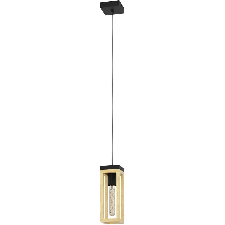 Eglo Pendellampe Nafferton Braun/Schwarz Stahl/Holz 10 cm 110 cm - Material: Holz/Stahl - Pendellampe
