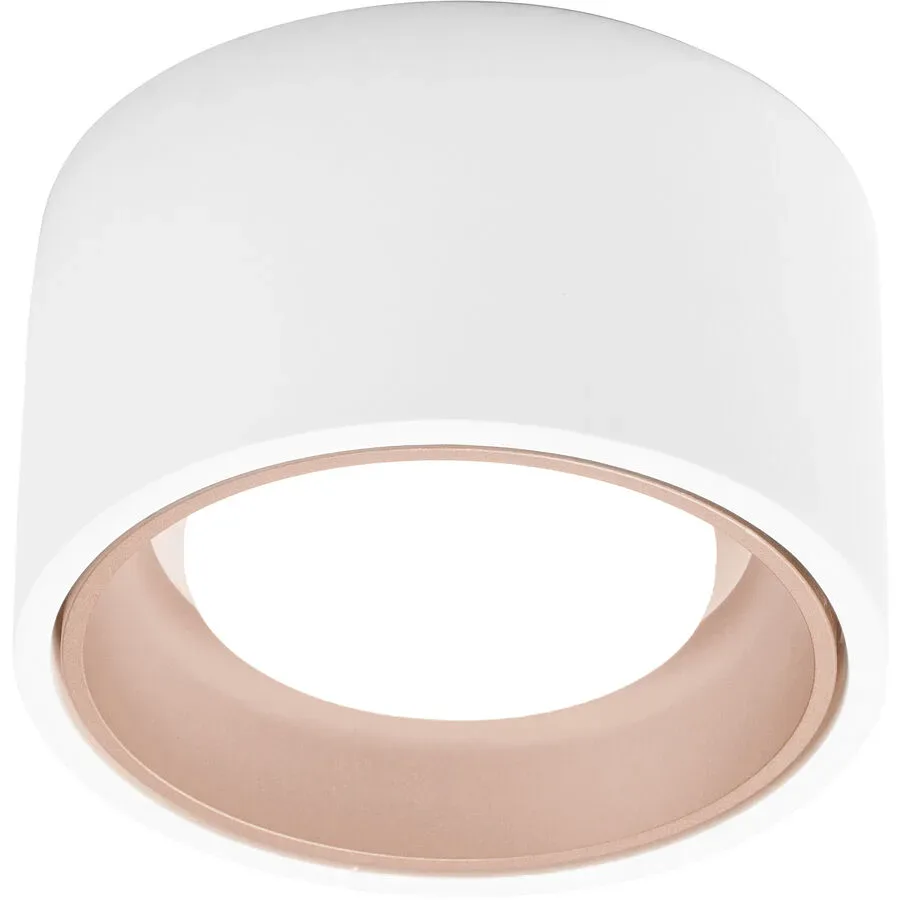 Deckenlampe Nasso Kupfer/Weiss Aluminium 12 cm 8 cm - Farbe: Weiss/Kupfer - LED - Lichtfarbe: Warmweiss - Deckenlampe- LED Energiesparlampe