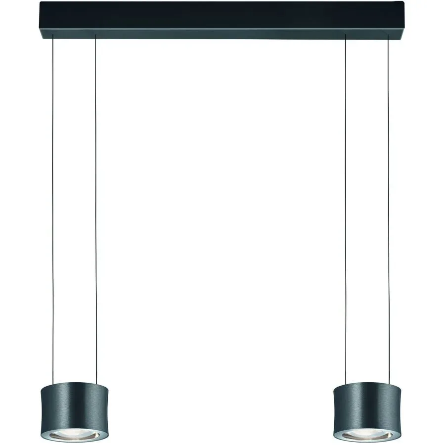 Designer-Pendellampe Bankamp Impulse anthrazit 2-flammig vertical flex - Farbe: anthrazit eloxiert - LED - Lichtfarbe: Extra warmweiss - Material: